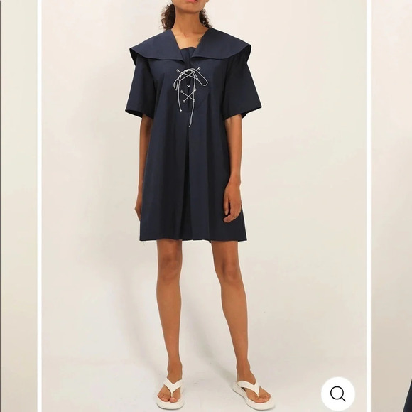 Storets NWT Tinsley Lace Up Sailor Dress Navy Blue Size S/M - Picture 2 of 15